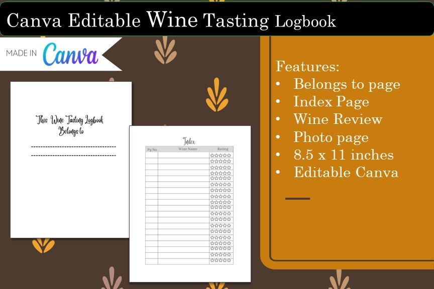 wine tasting journal: Canva Wine Tasting Log original product preview