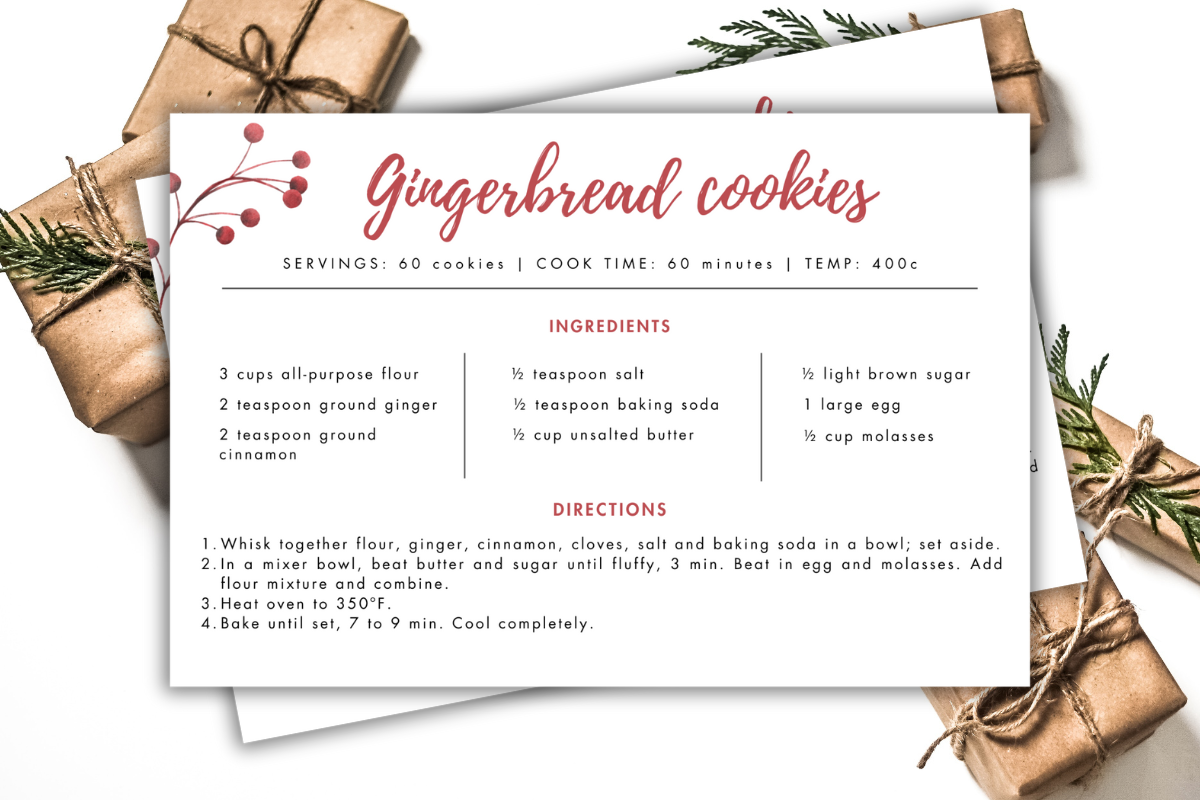 christmas recipe cards: Holiday Canva Card with Conflicting Size References original product preview
