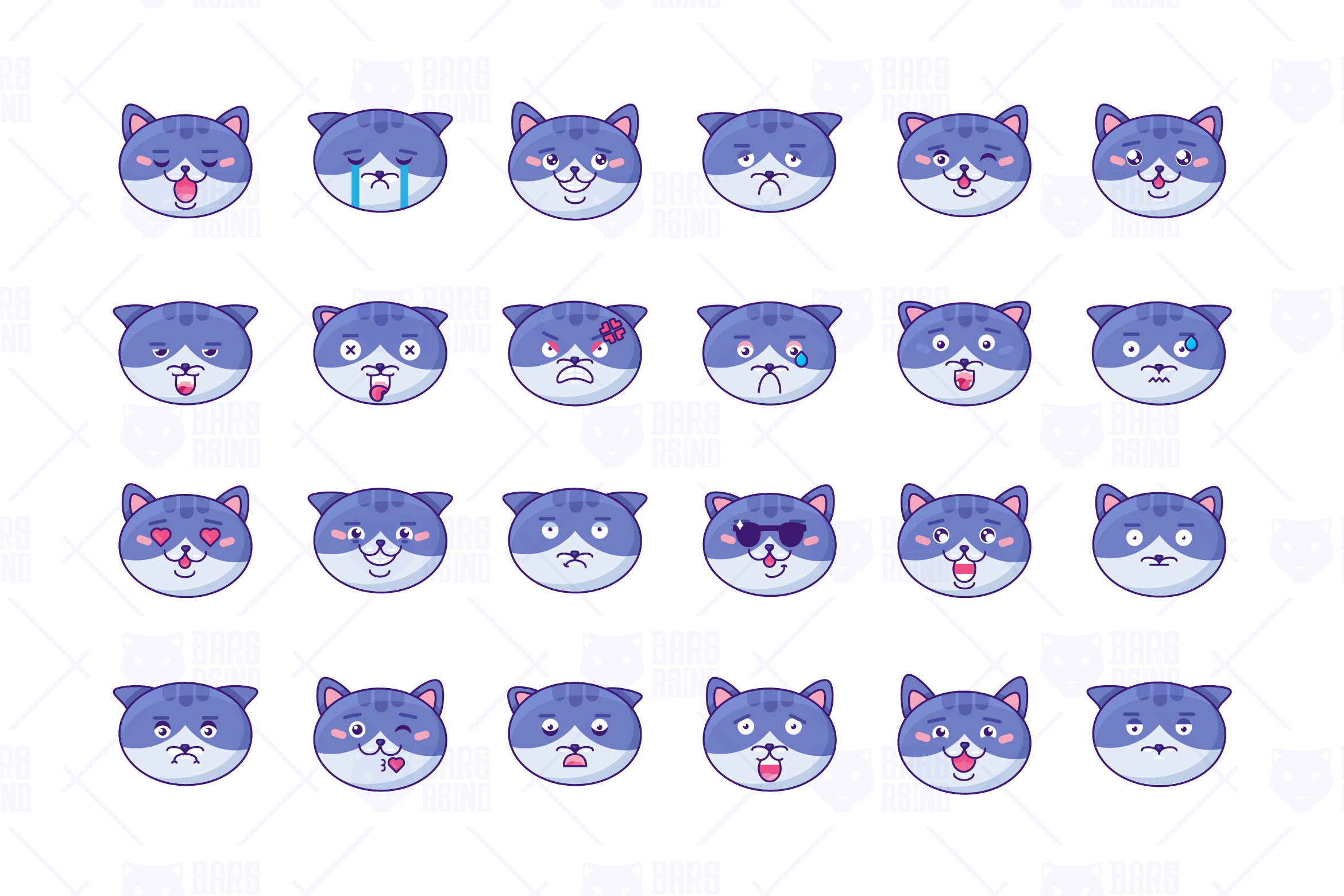 pet planner stickers: Twenty-Four Expressive Cat Icons original product preview