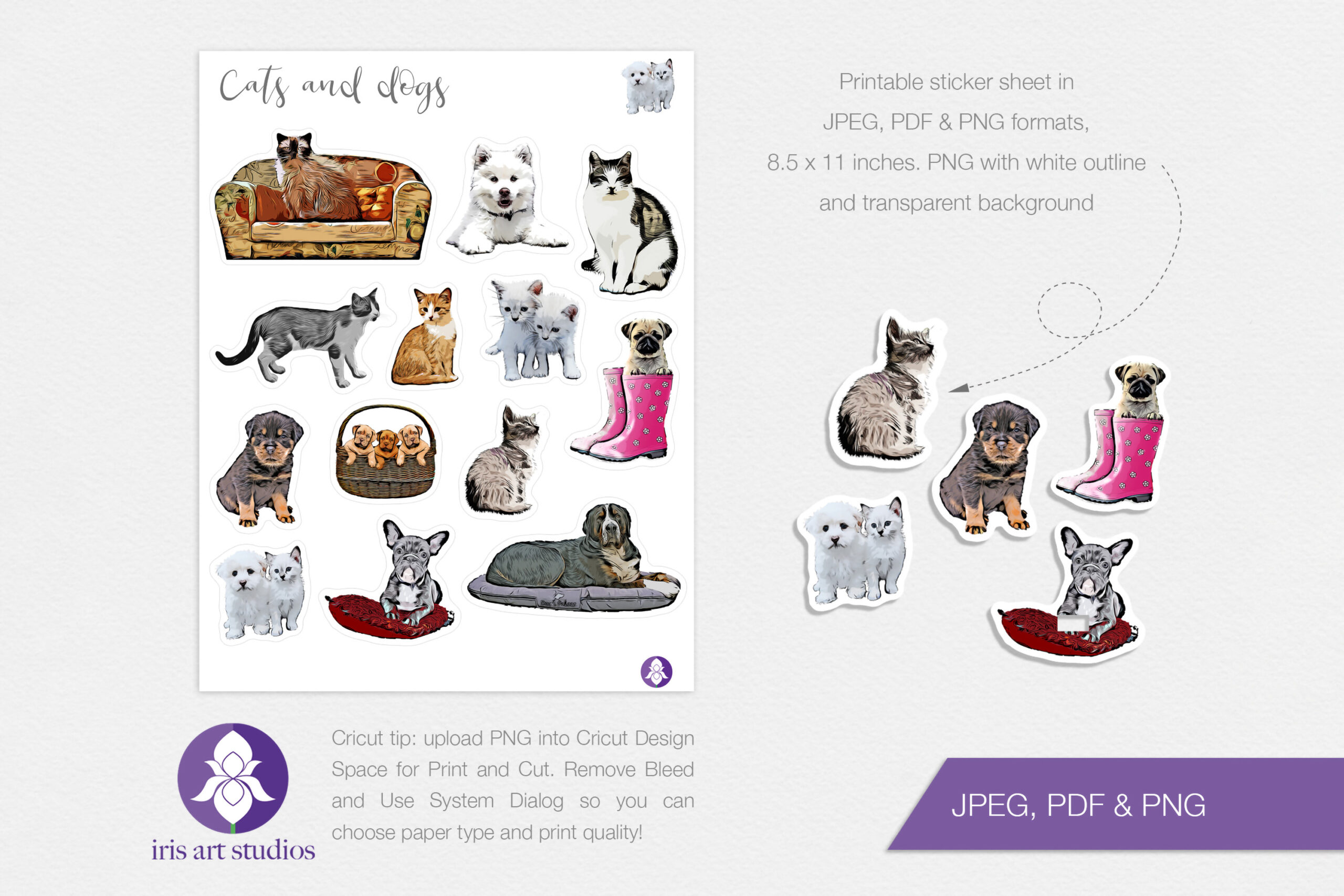 pet planner stickers: Hand-Drawn Cats and Dogs Planner Sheet original product preview