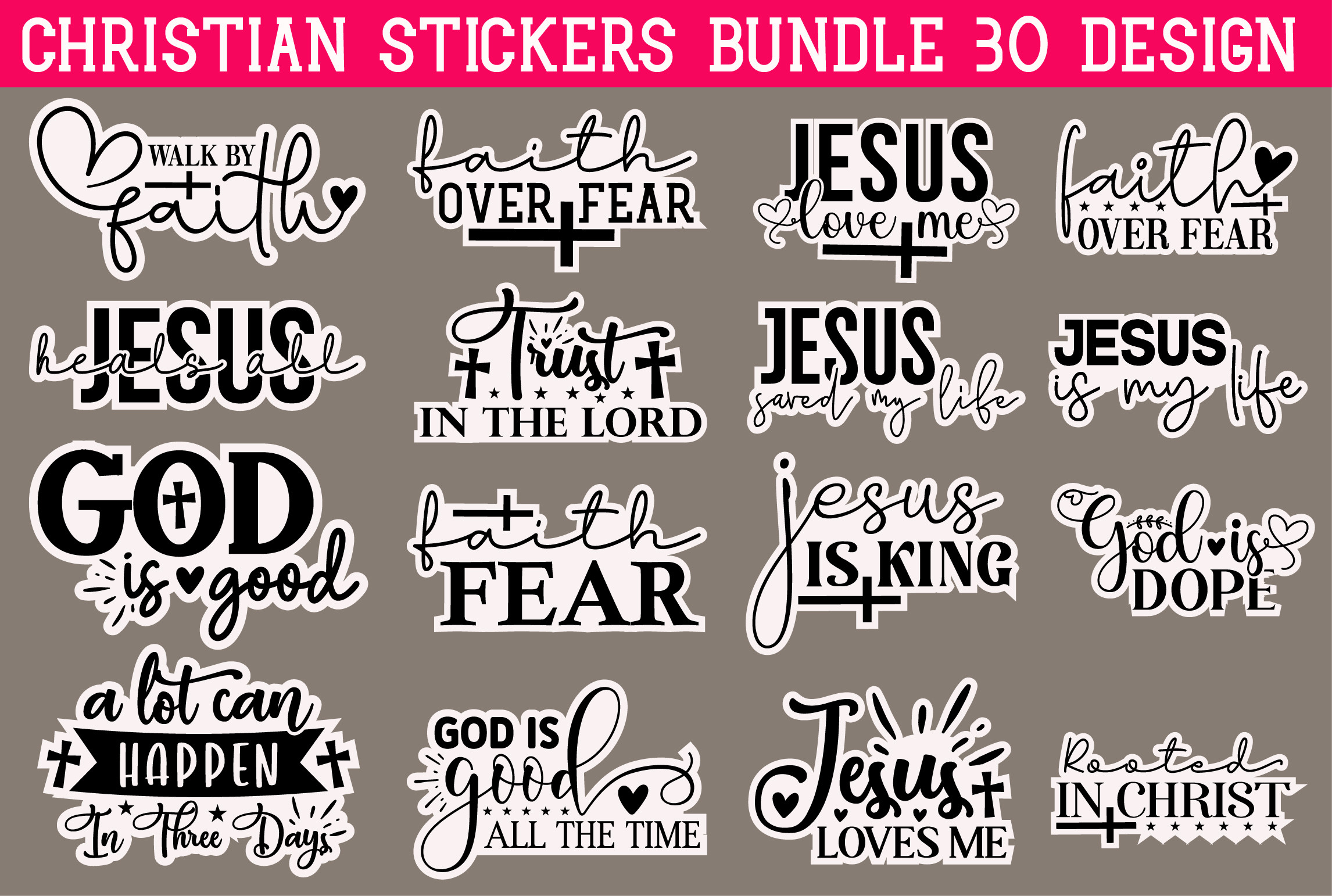 christian planner stickers: Thirty Christian Sticker Designs in Four Formats original product preview
