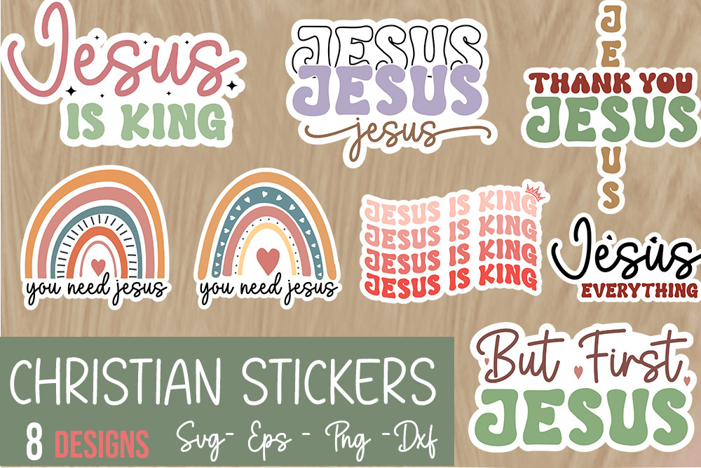 christian planner stickers: Eight Editable Christian Designs with Transparent PNGs original product preview