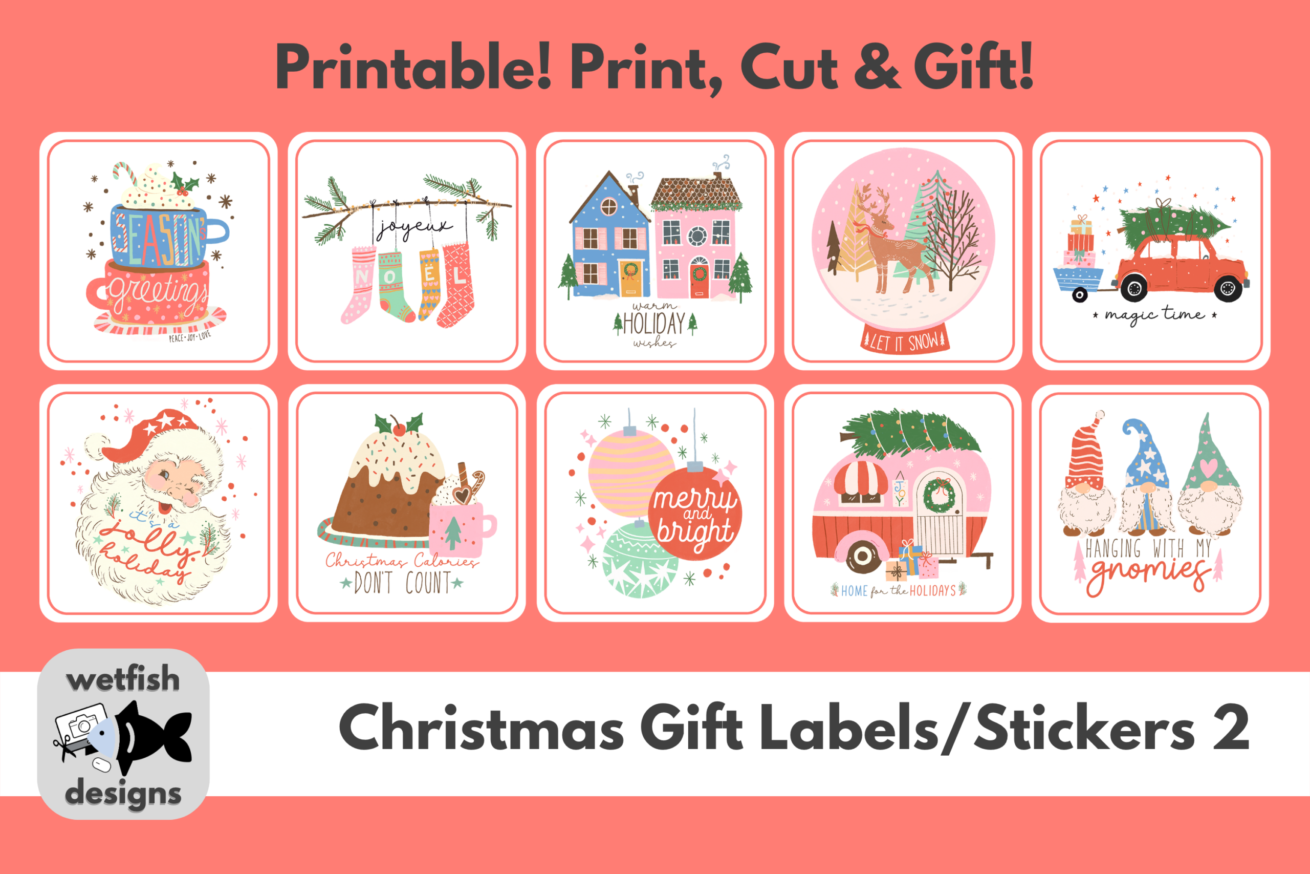 christmas gift labels: Second Collection of Ten Christmas Tag Stickers original product preview