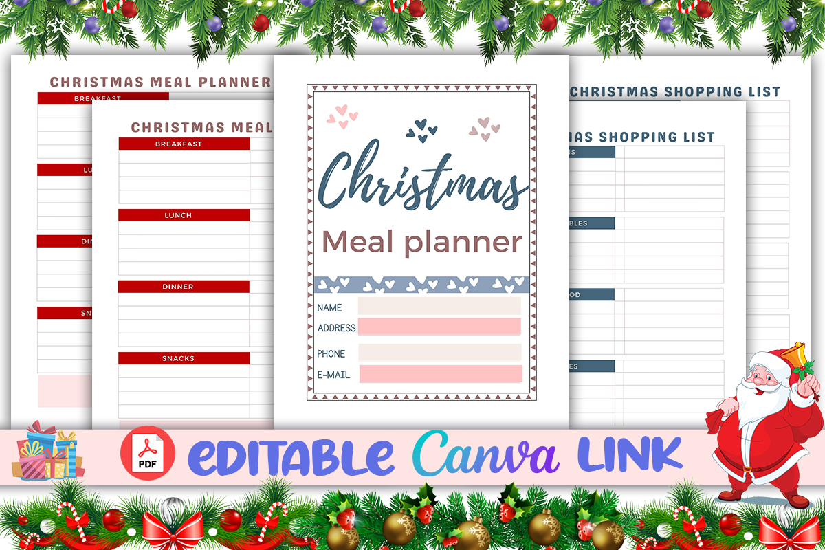 Christmas Meal Planner Canva Template preview