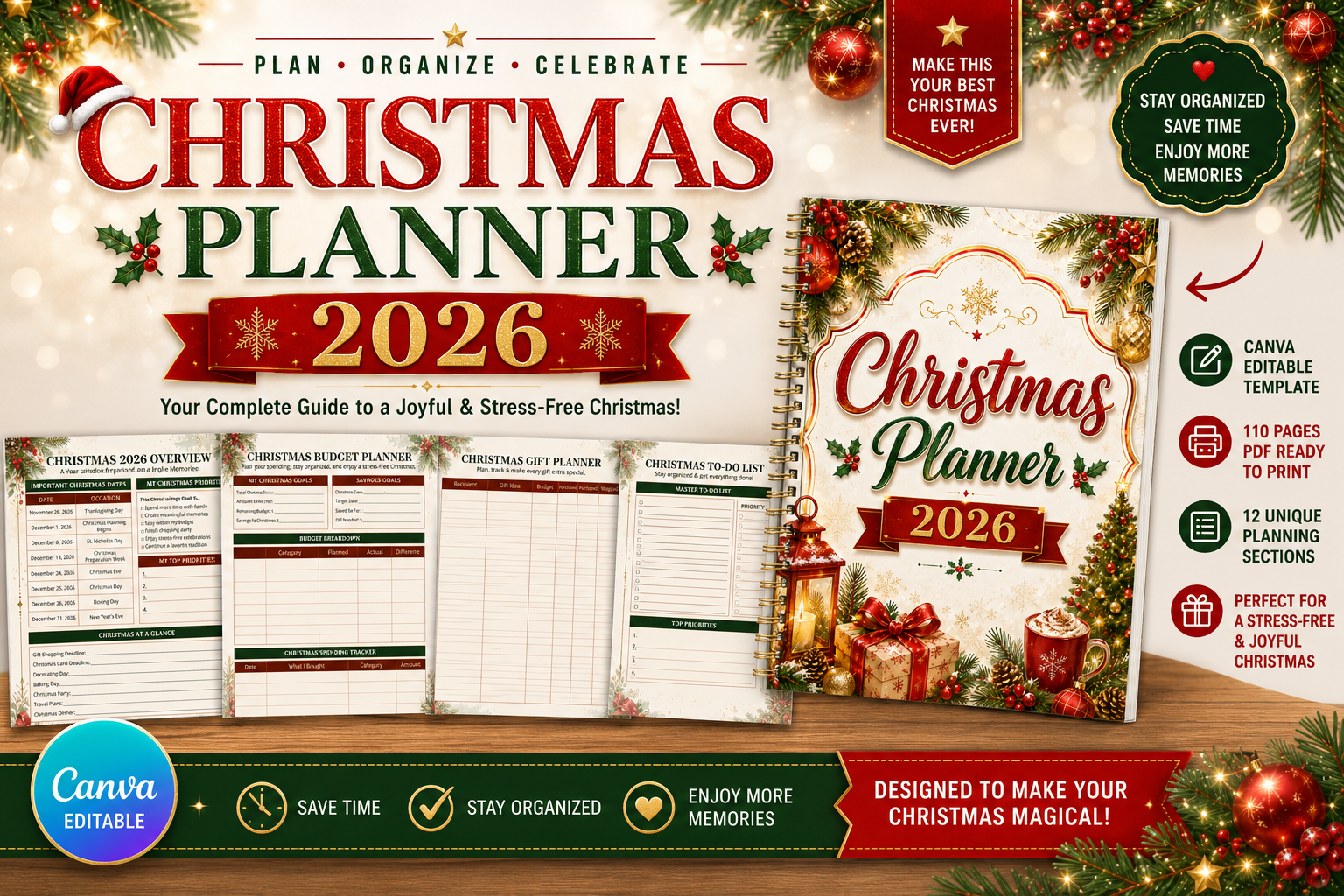 Christmas Planner 2026 Canva Template preview
