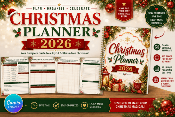Christmas Planner 2026 Canva Template