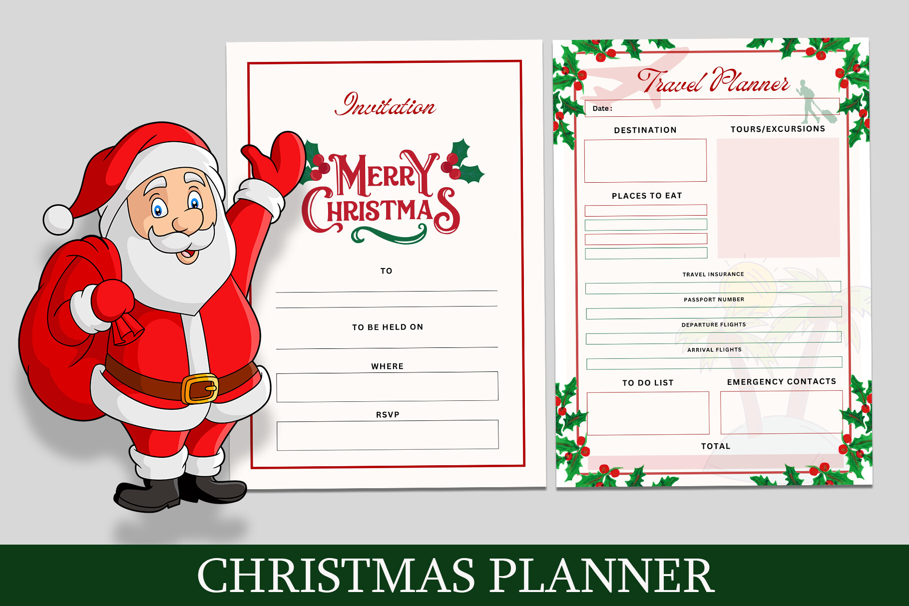 Christmas Planner Sheet for Holiday Menus