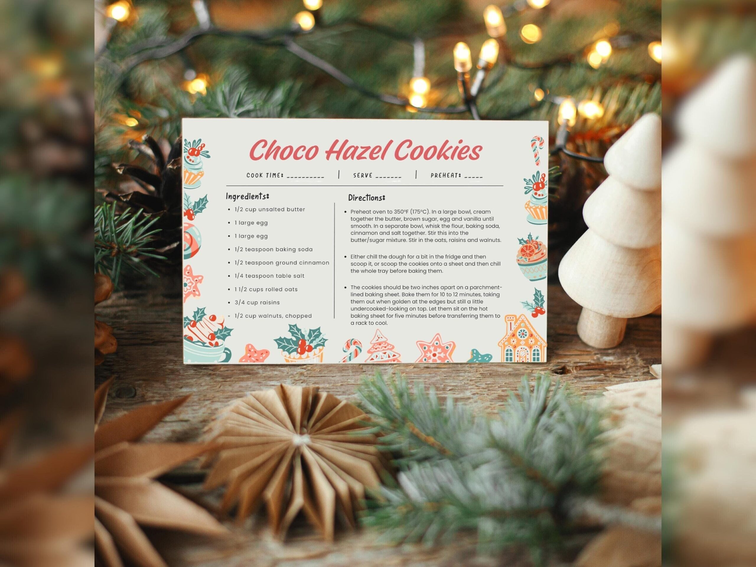 christmas recipe cards: Editable Christmas Recipe Layouts in A4 and Letter original product preview