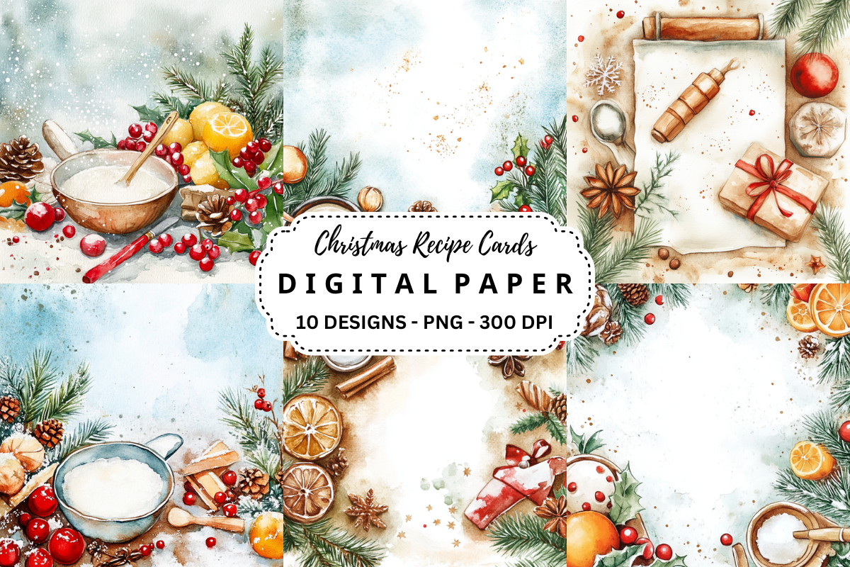 christmas recipe cards: A Second Ten-Image Christmas Background Collection original product preview