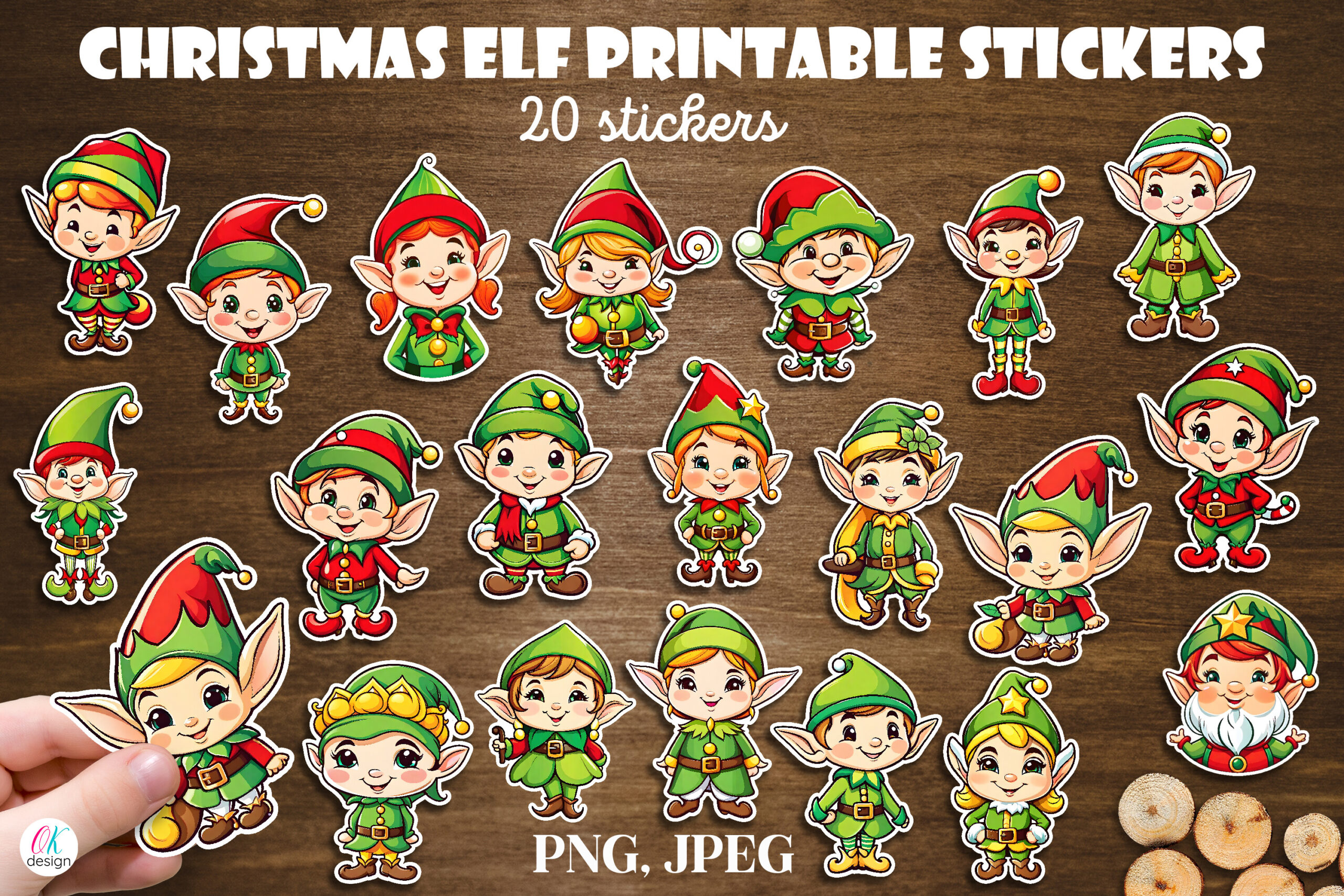 christmas elf stickers: Twenty Elves with Cutting-Workflow Sheets original product preview