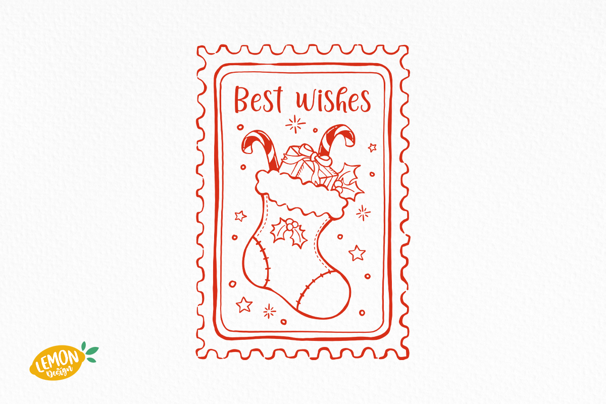 christmas stocking stickers: Stocking Stamp with SVG and PNG original product preview