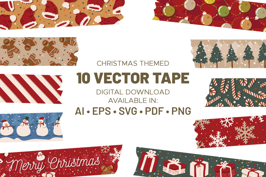 christmas washi tape: Editable Hand-Drawn Christmas Tape original product preview