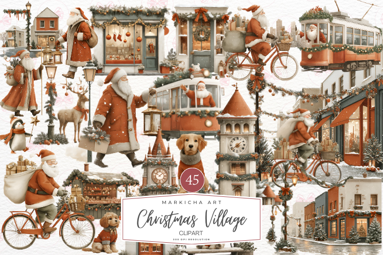 christmas village stickers: Transparent Village Clipart Collection original product preview