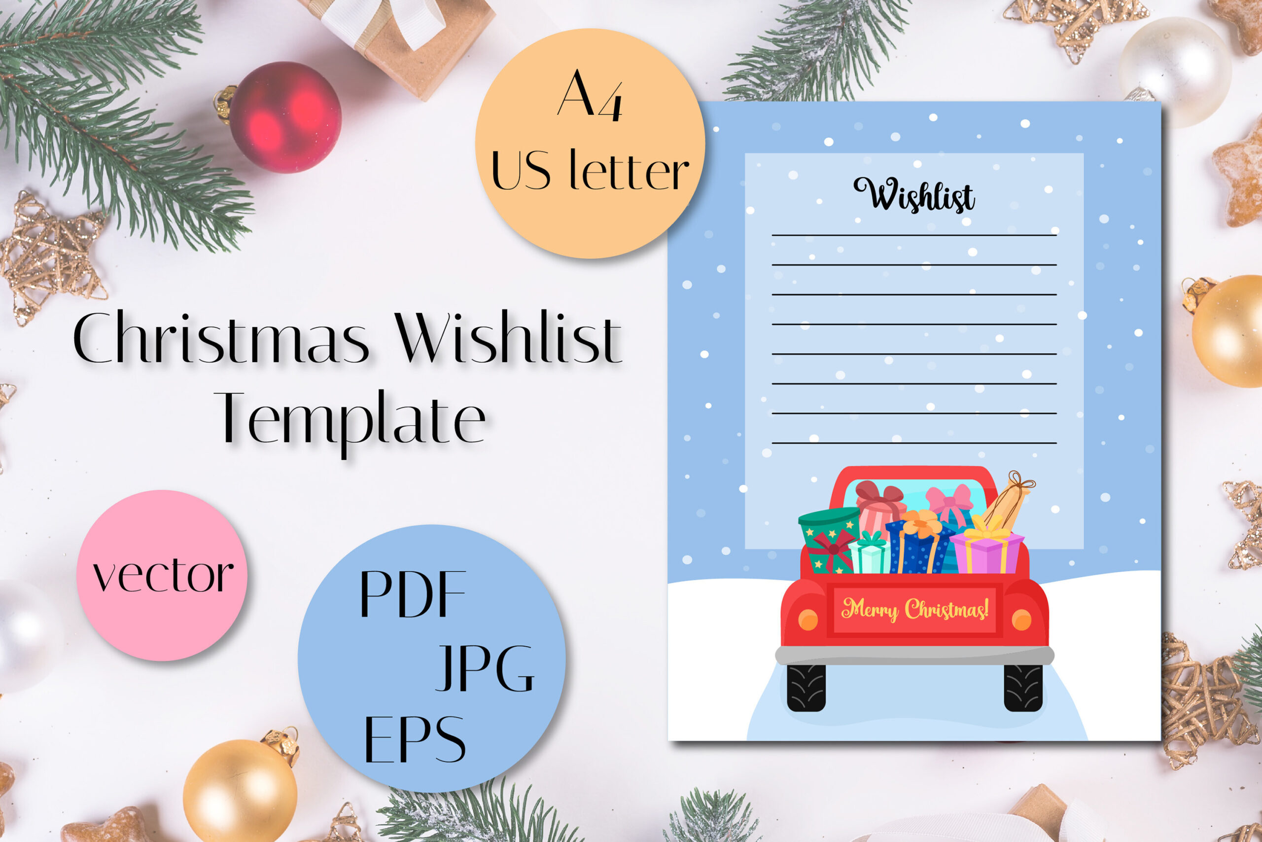 christmas wish list: Gift-Truck Wish Page in A4 and Letter original product preview