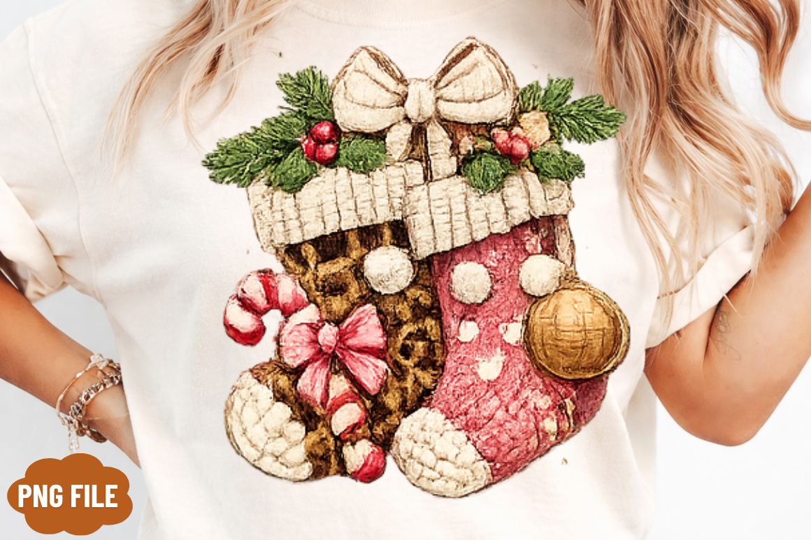 christmas stocking stickers: Single Holiday Stocking PNG original product preview