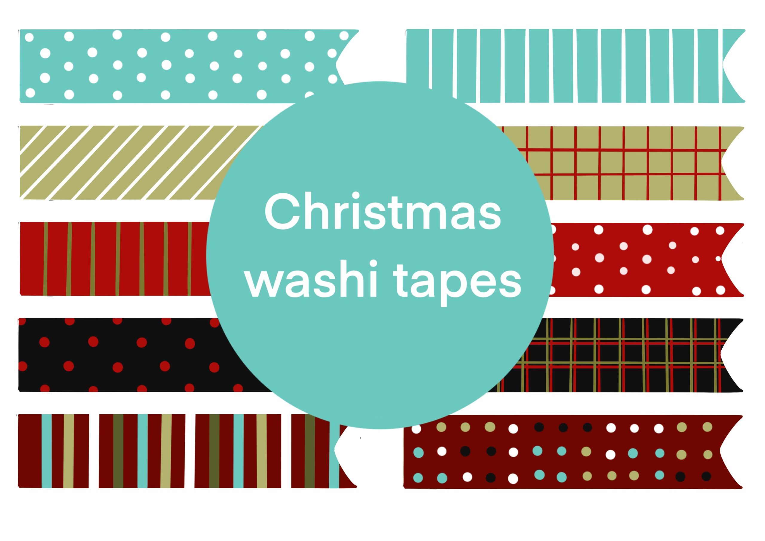 christmas washi tape: Ten Christmas Designs on One Printable Sheet original product preview