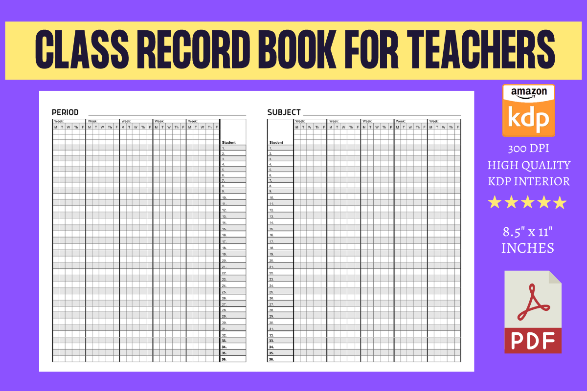 Teacher Gradebook Planner — Class Record Book for Teachers product preview
