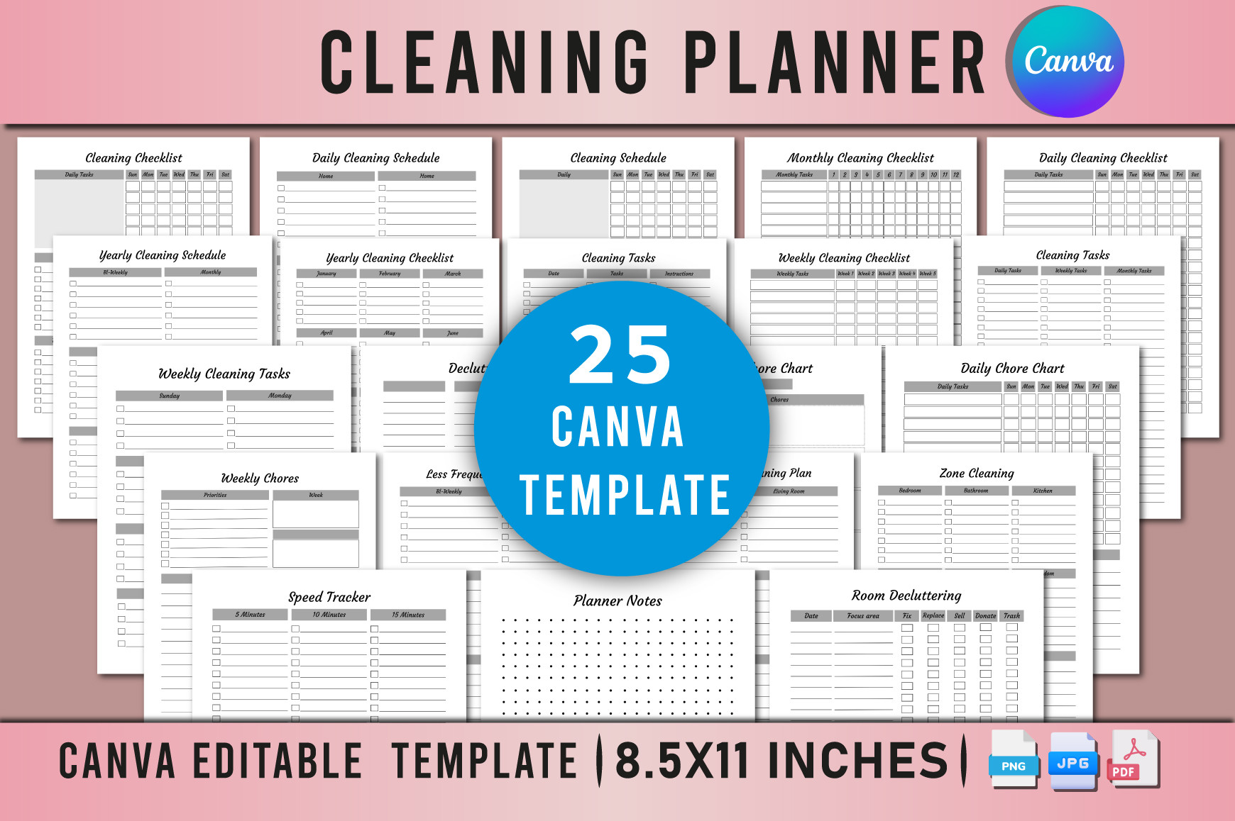 Cleaning Planner — Cleaning Planner Bundle for Canva product preview