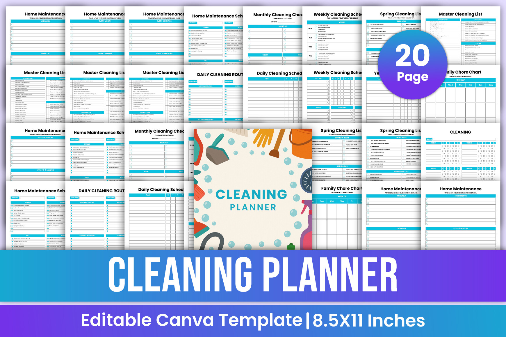Cleaning Planner — Cleaning Planner Canva Template product preview