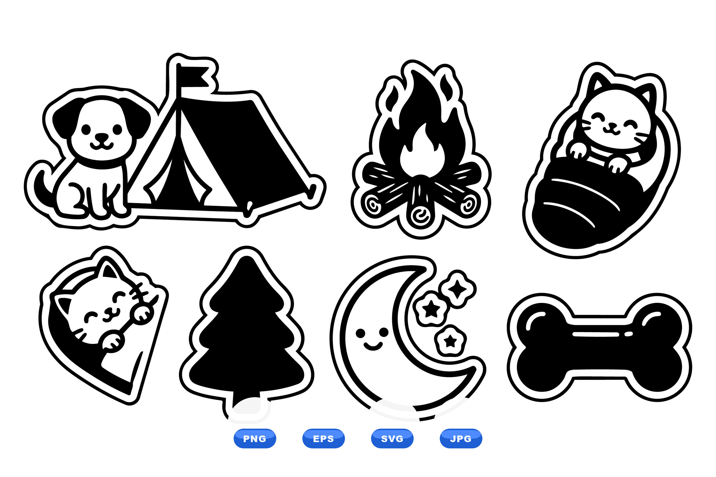 pet planner stickers: Camping Pets and Outdoor Trip Icons original product preview