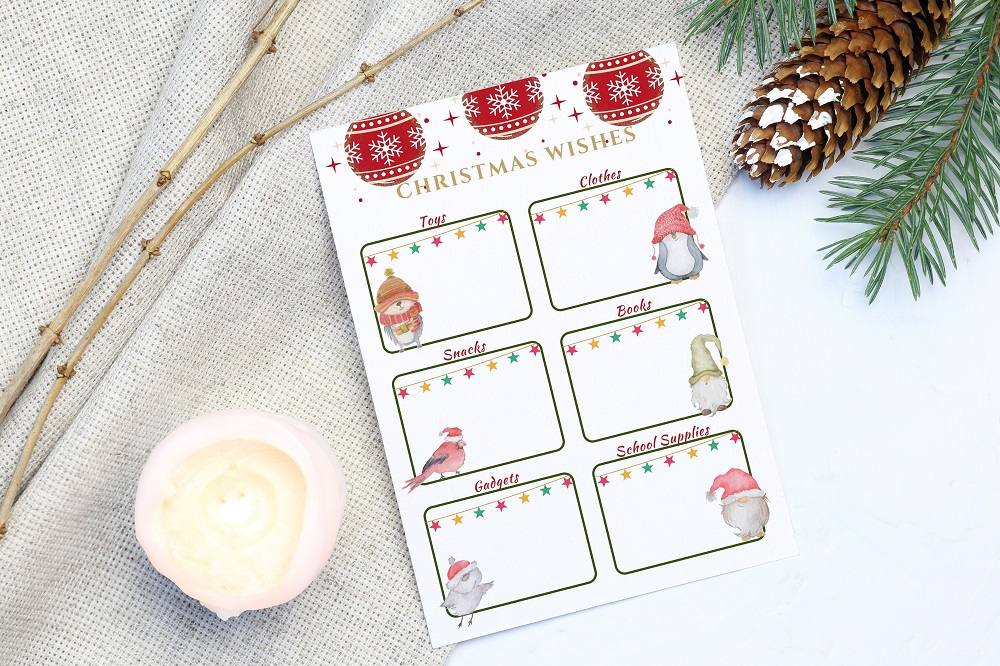 christmas wish list: Gnomes and Animals Wish Page for Children original product preview