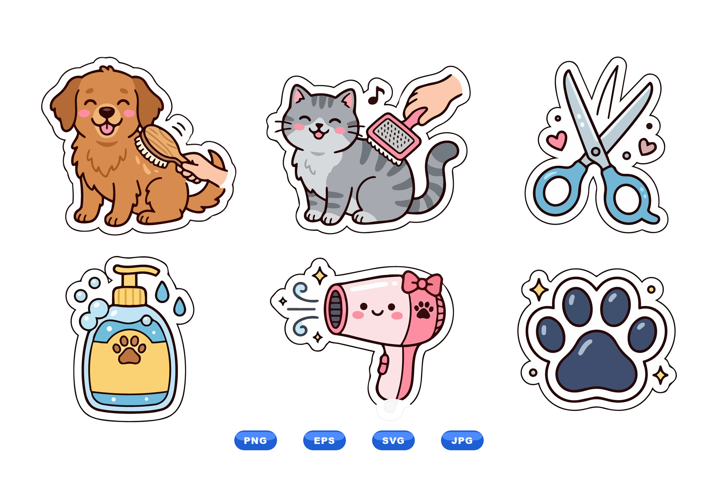 pet planner stickers: Dog and Cat Grooming Scene Stickers original product preview