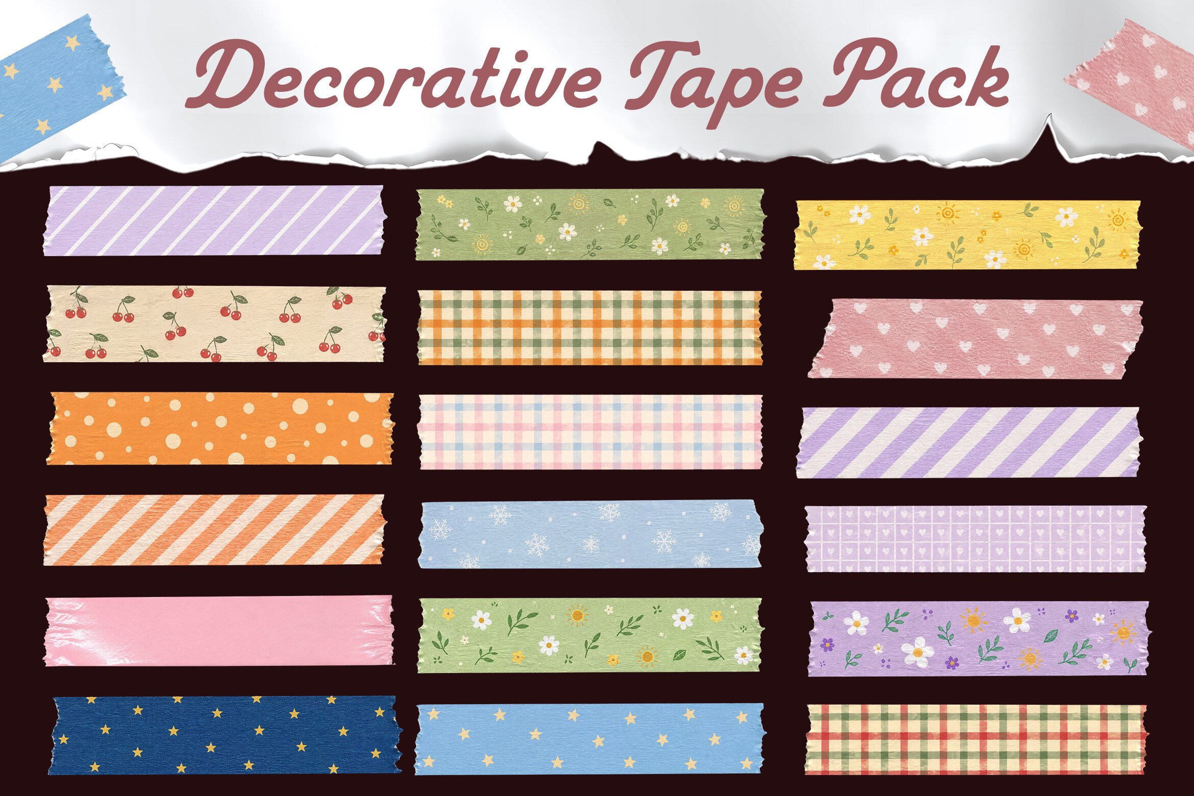 winter washi tape: Mixed Torn-Edge Tape Pack with Snowflake Designs original product preview