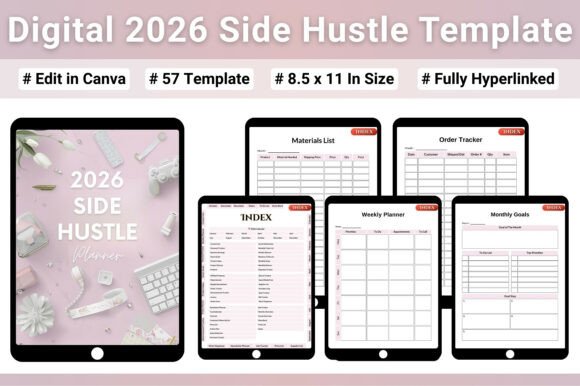 Small business planner - Digital 2026 Side Hustle Planner