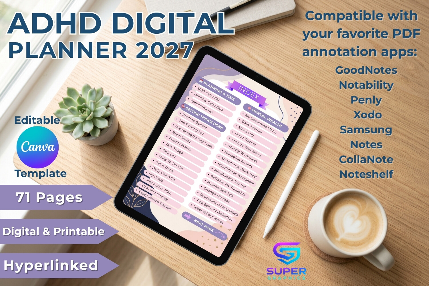 ADHD planner - Digital ADHD Brain Dump Planner