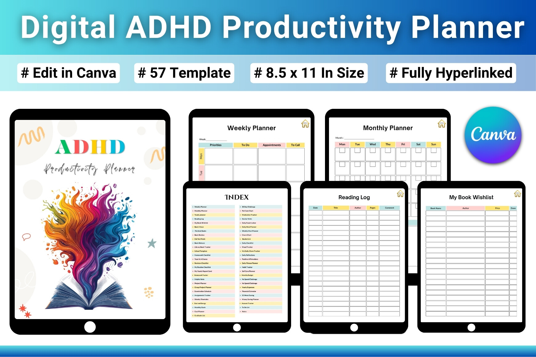 ADHD planner - Digital ADHD Productivity Planner