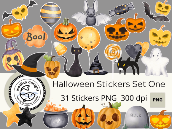 Digital Halloween Stickers Set 1