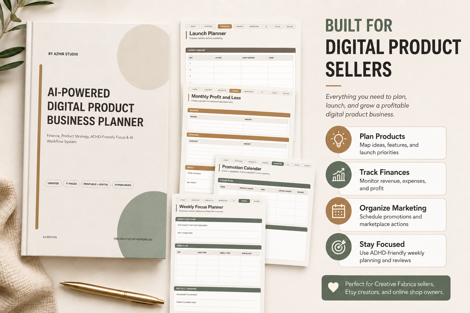 Business planner - 77-Page Digital Product Business Planner