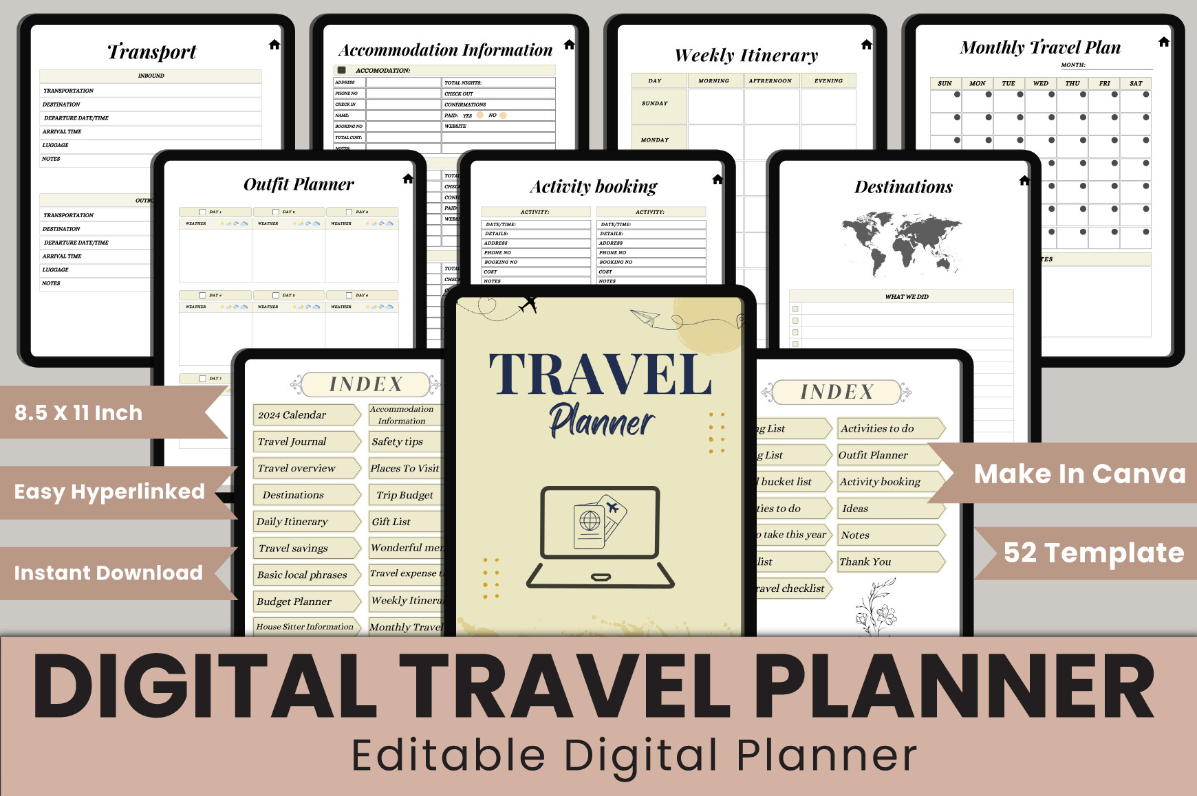 Digital Travel Planner Canva Interior