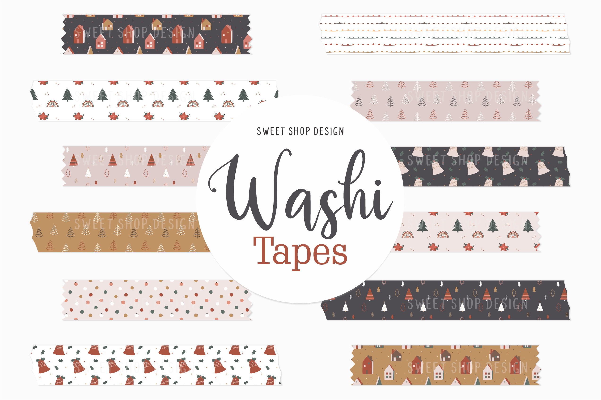 christmas washi tape: Boho Christmas Digital Tape Stickers original product preview