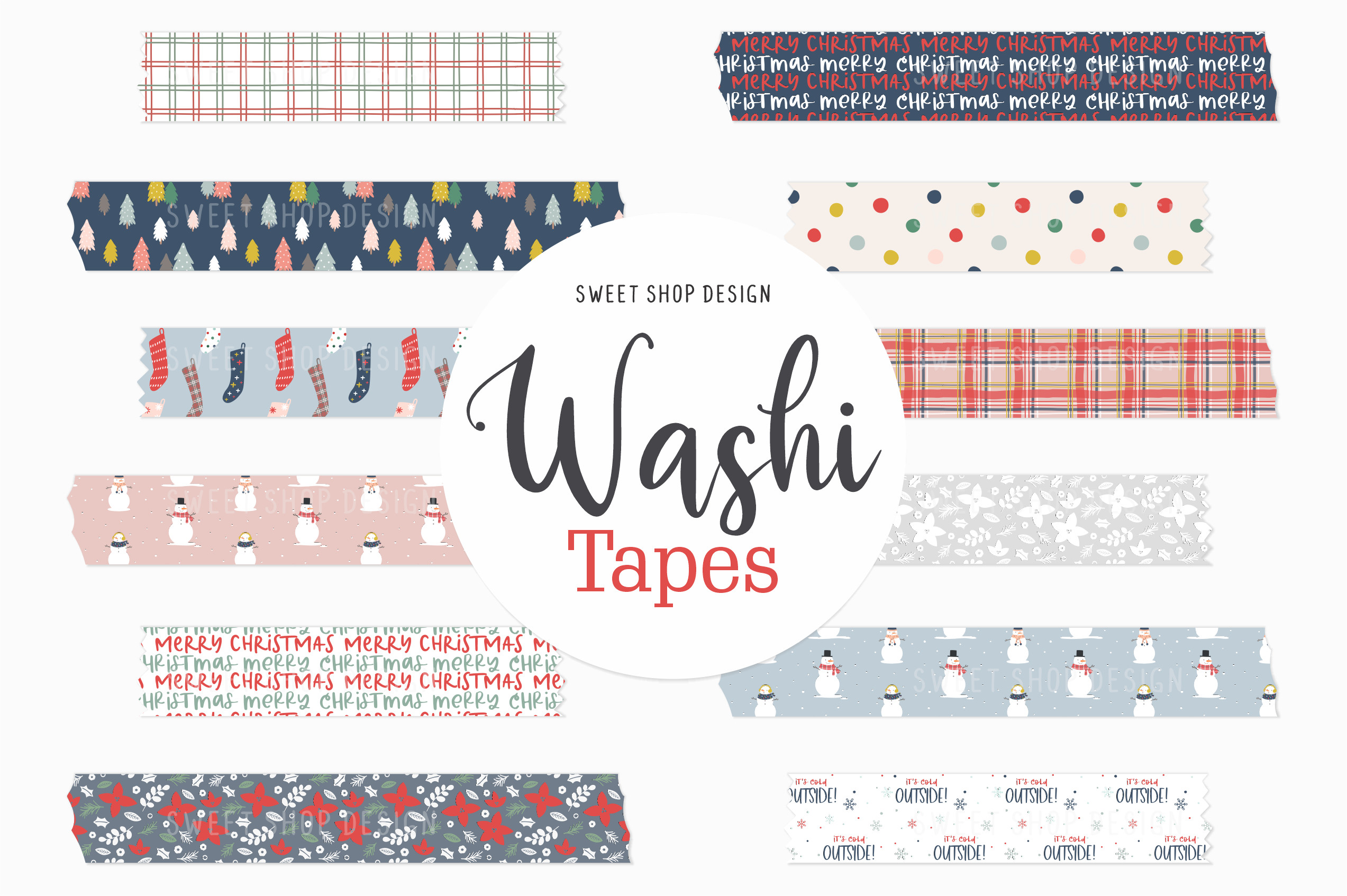 christmas washi tape: Merry Christmas PNG Border Set original product preview