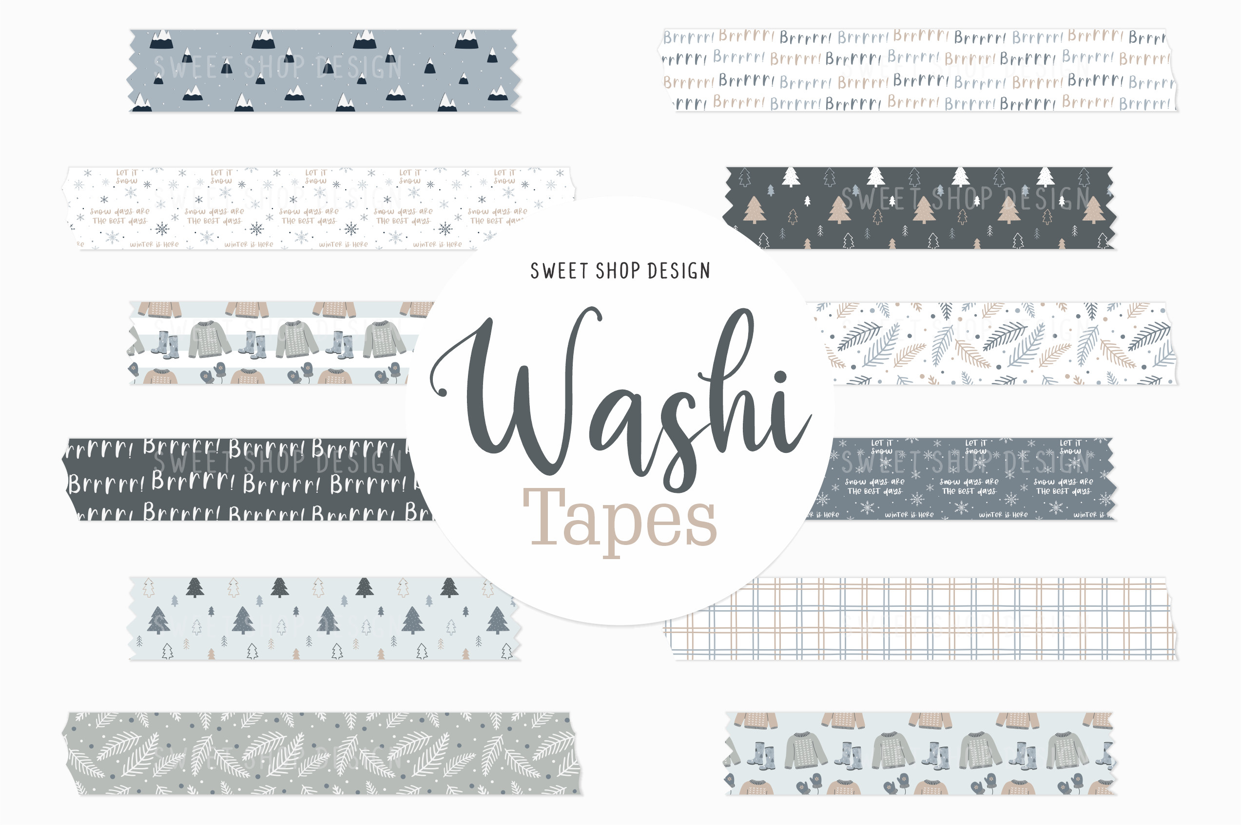 winter washi tape: Winter Days PNG Accents for Digital Pages original product preview