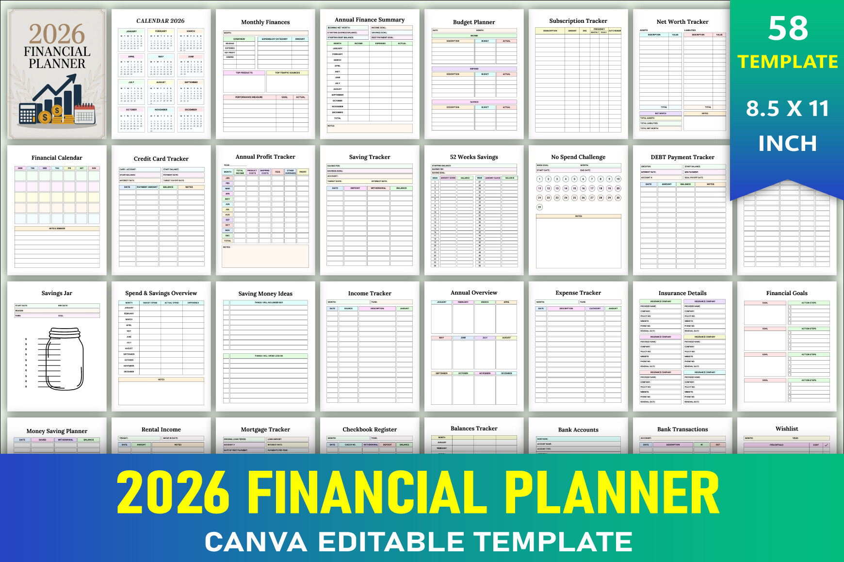 Personal Finance Planner — Editable 2026 Financial Planner by KDP Gallery product preview