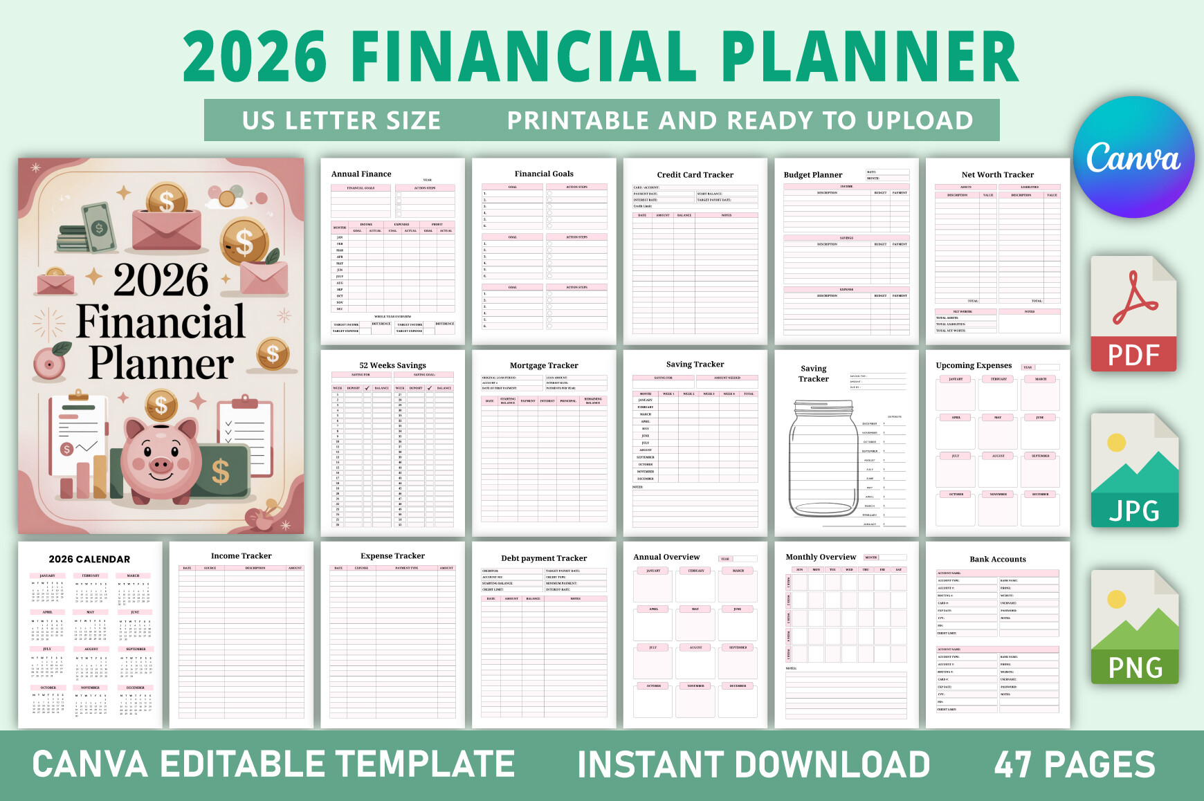 Personal Finance Planner — Editable 2026 Financial Planner product preview
