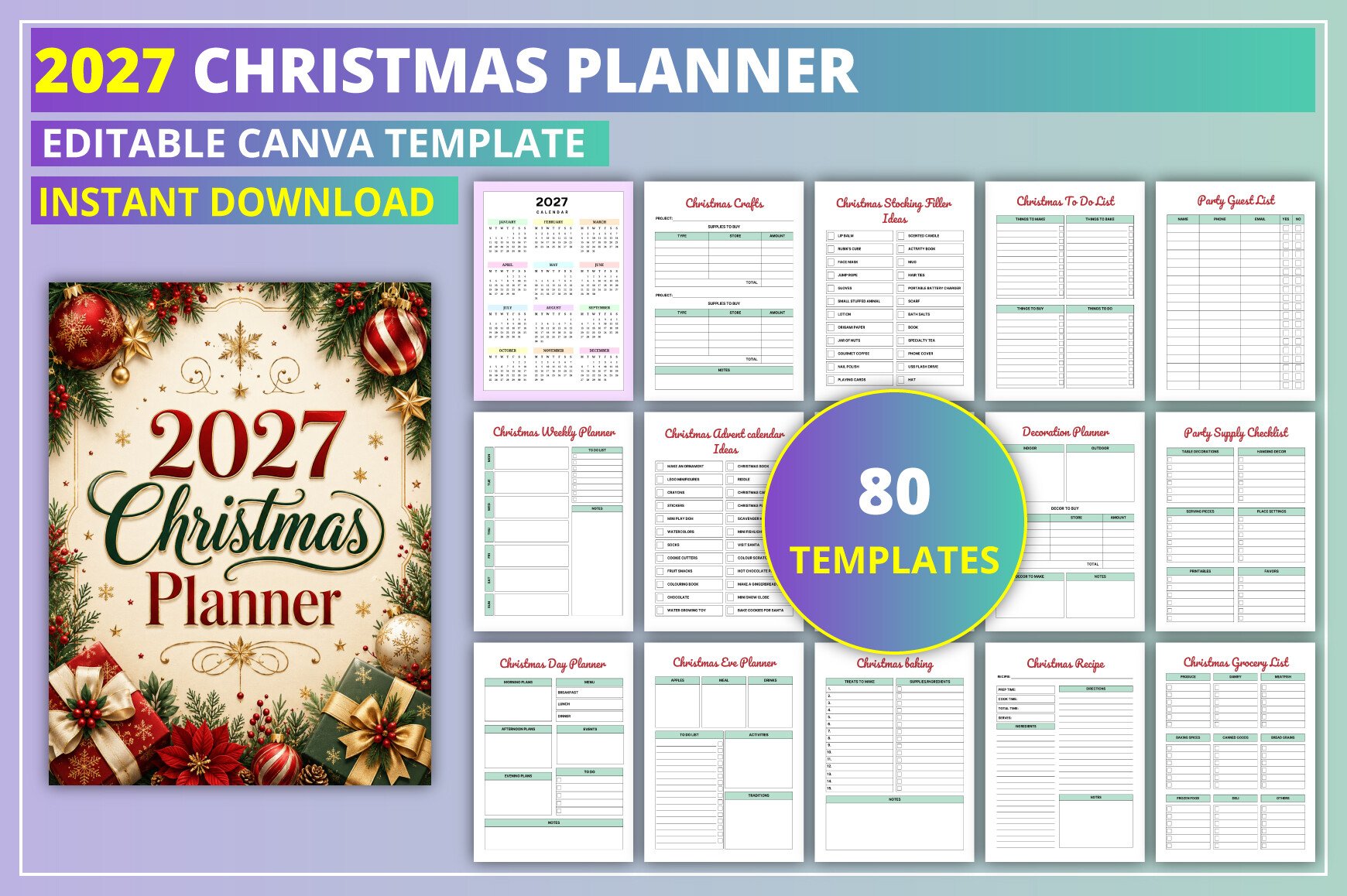 Editable 2027 Christmas Planner preview