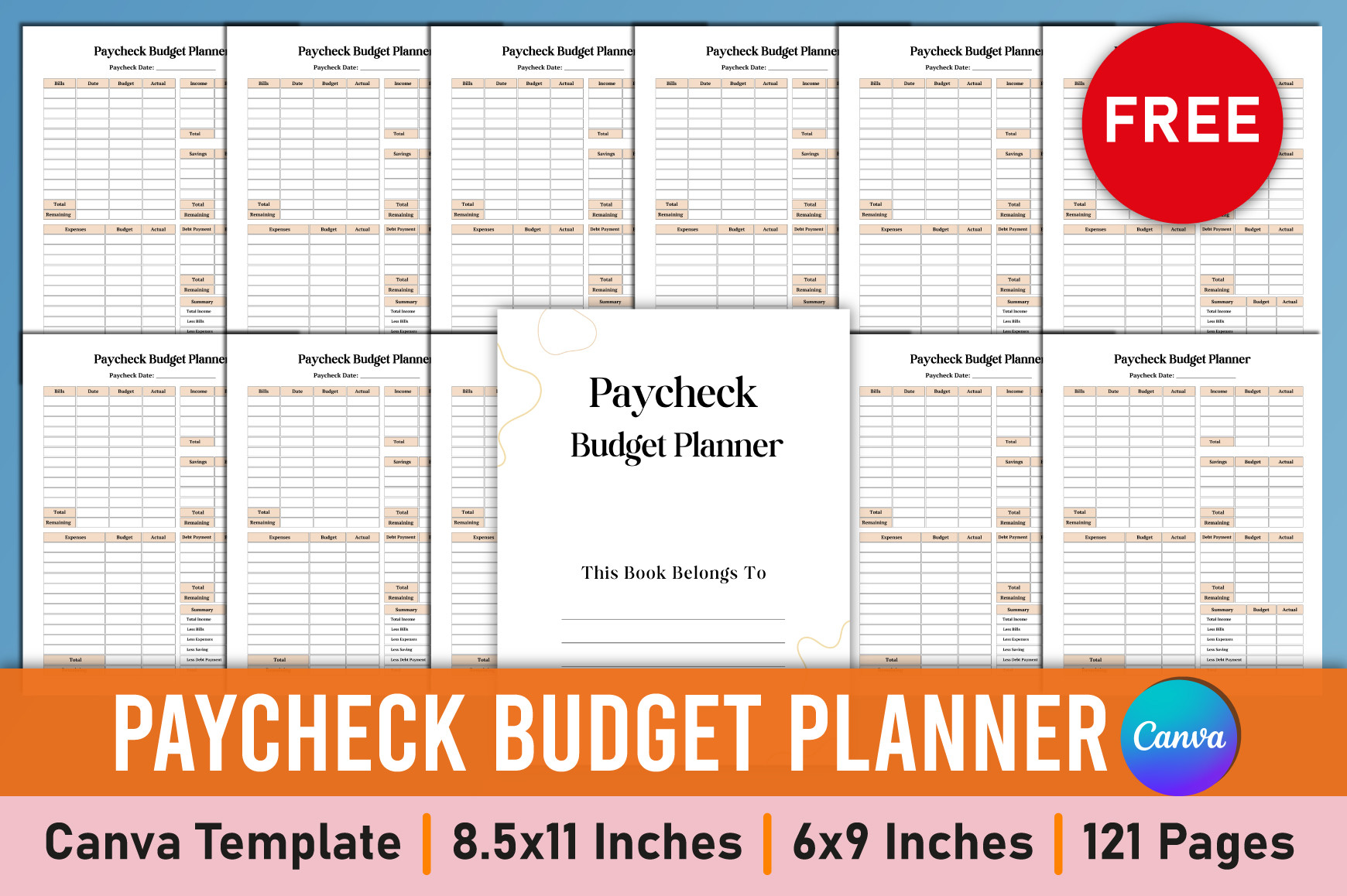 Editable Canva Paycheck Budget Planner