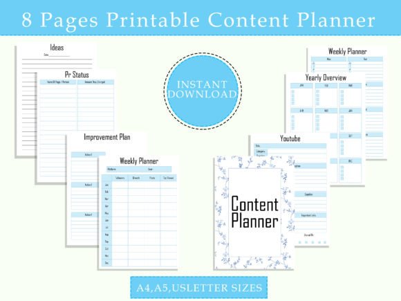 Content planner - Editable Multi-Size Content Planner