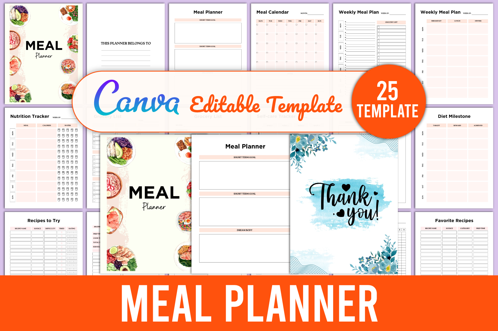 Thanksgiving Meal Planner — Editable Meal Planner Canva Template product preview