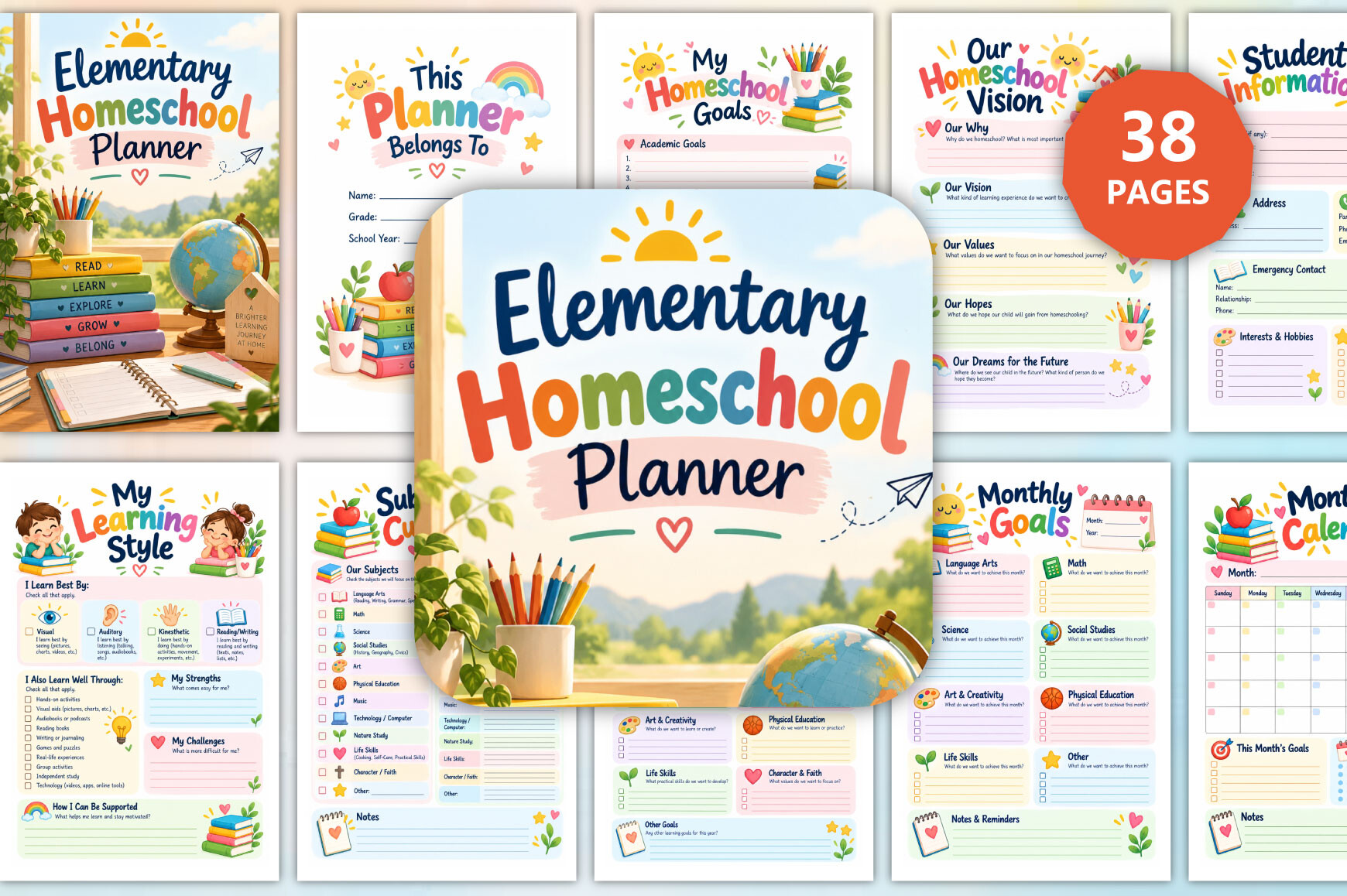 Homeschool Planner — Elementary Homeschool Planner product preview