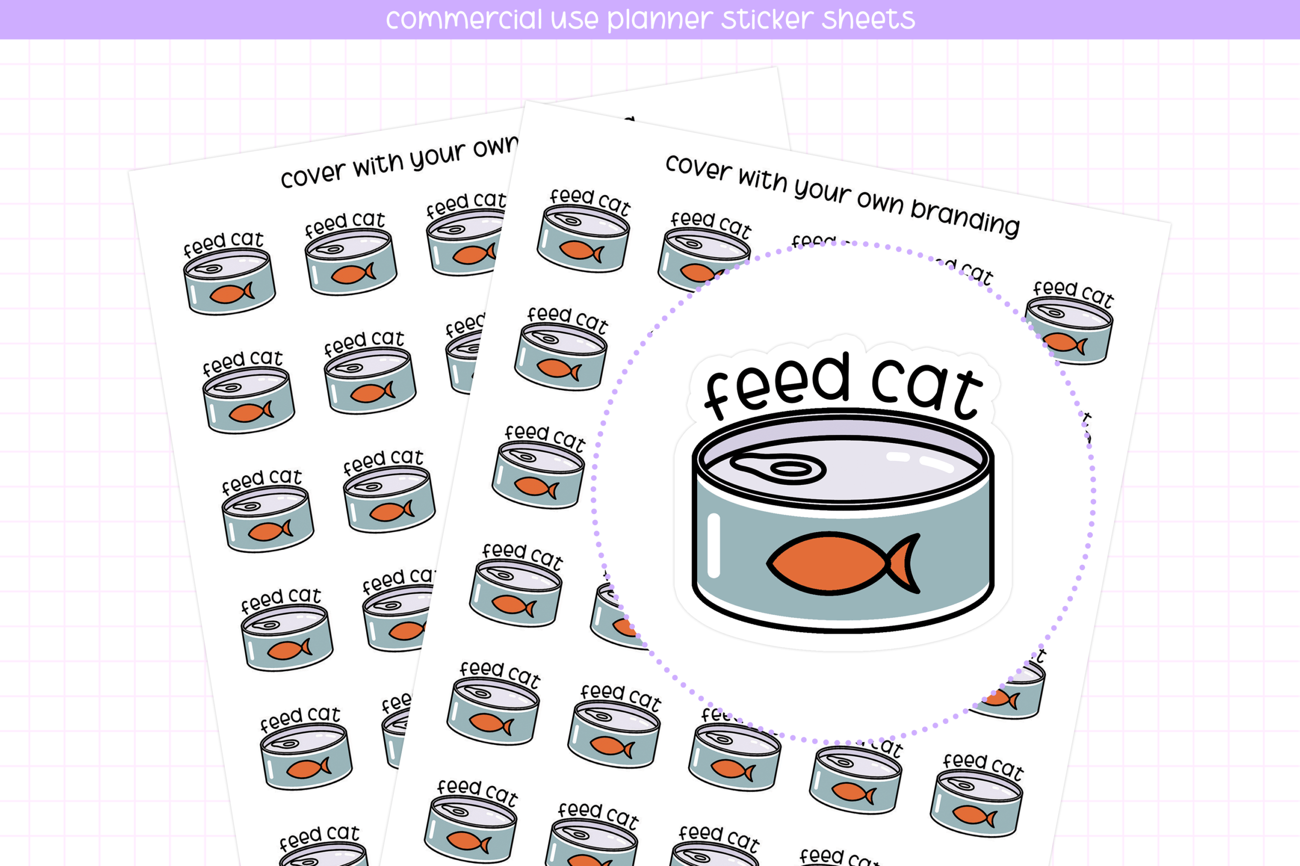 pet planner stickers: Feed Cat Labels with Silhouette Cutlines original product preview