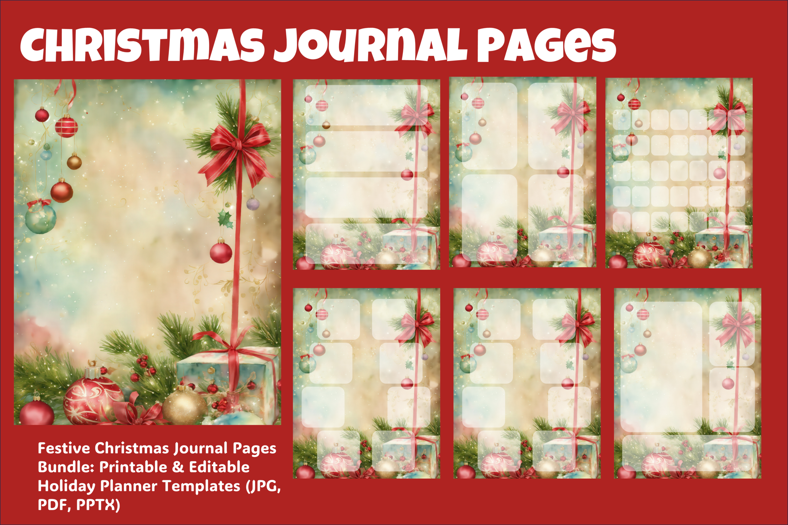 christmas journal: Editable Festive Journal Pages in PowerPoint original product preview