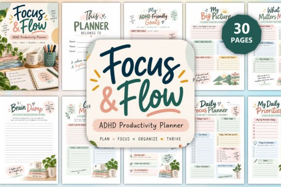 ADHD productivity planner - Focus & Flow ADHD Productivity Planner