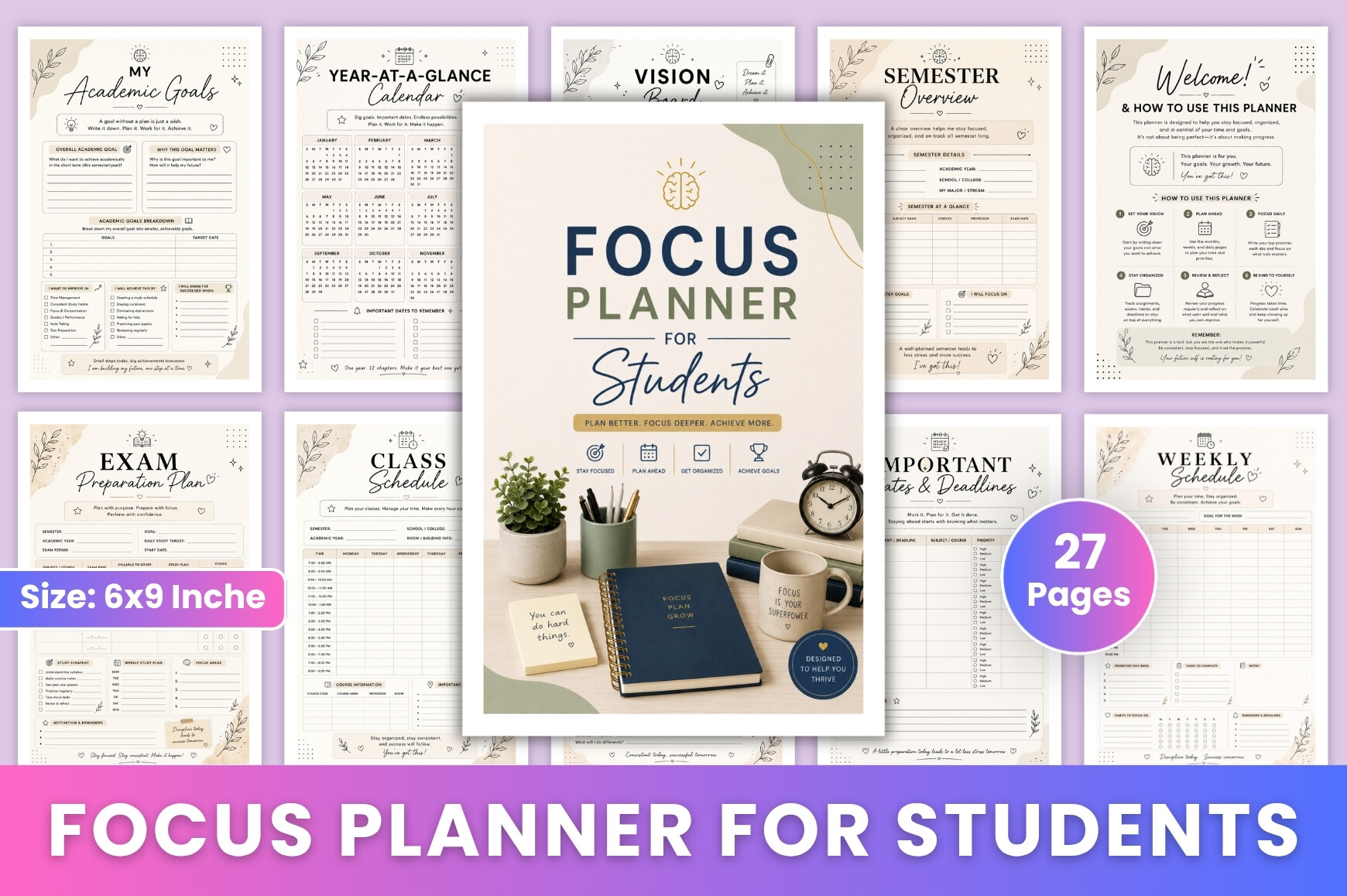 8 Practical Academic Planner Templates for a More Organized Semester planner preview