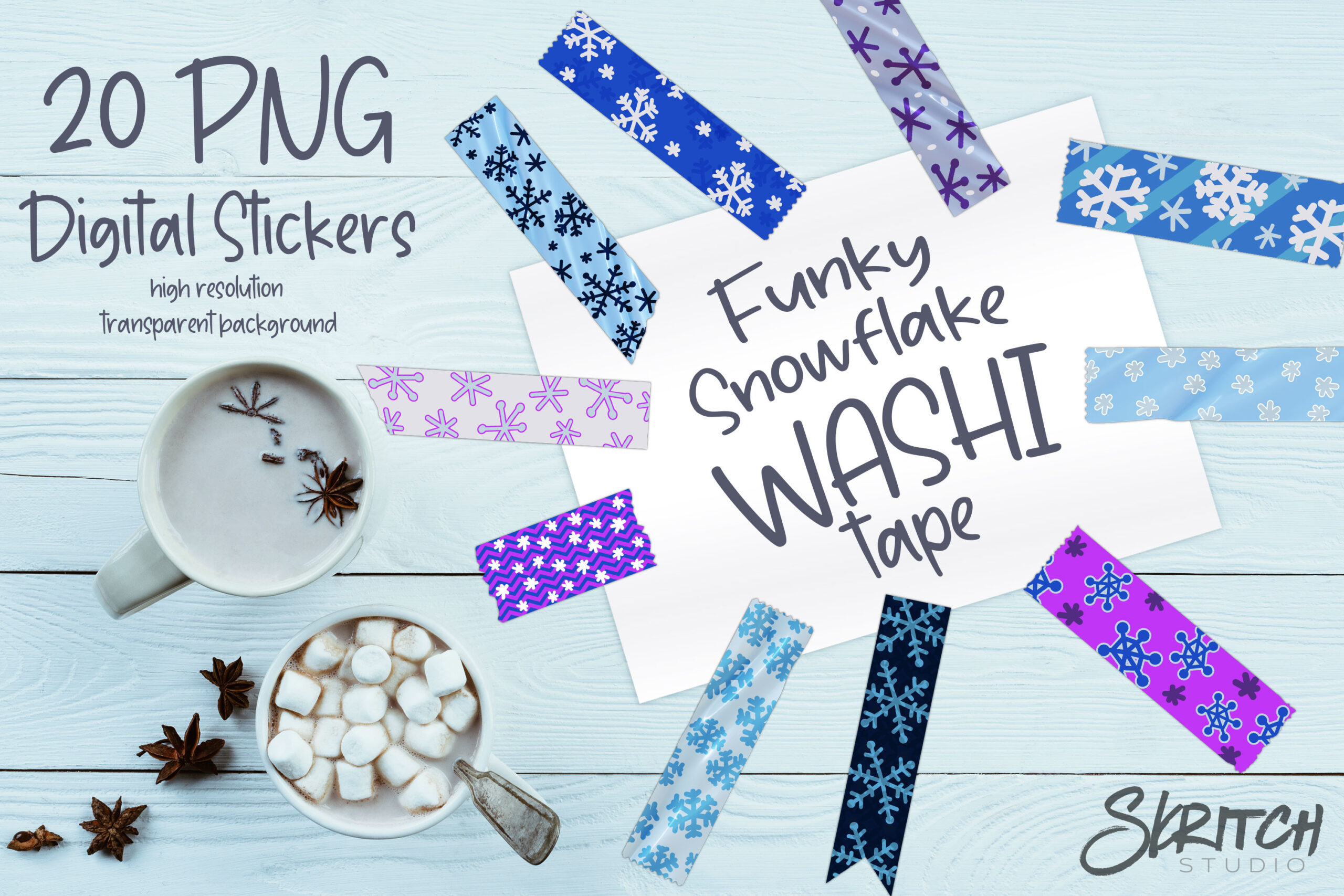 winter washi tape: Snowflake Tapes with Flat and Wrinkled Versions original product preview
