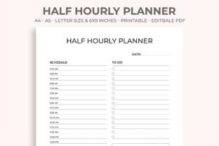 Hourly daily planner - Half Hourly Planner Printable
