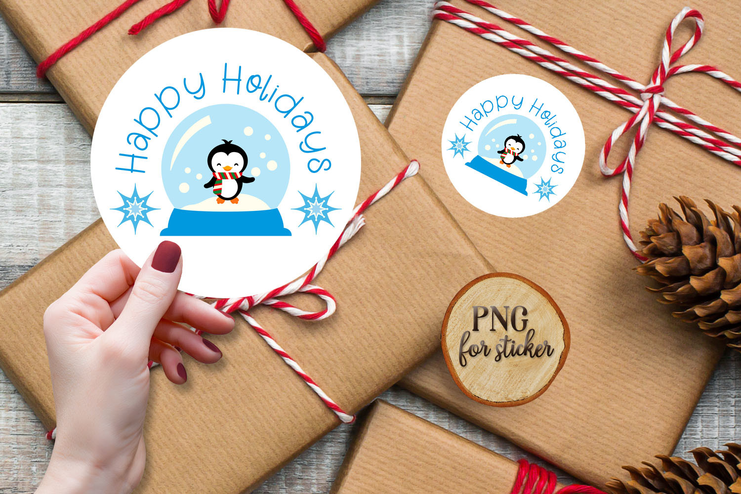 christmas snow globe stickers: Happy Holidays Snow Globe Sticker original product preview